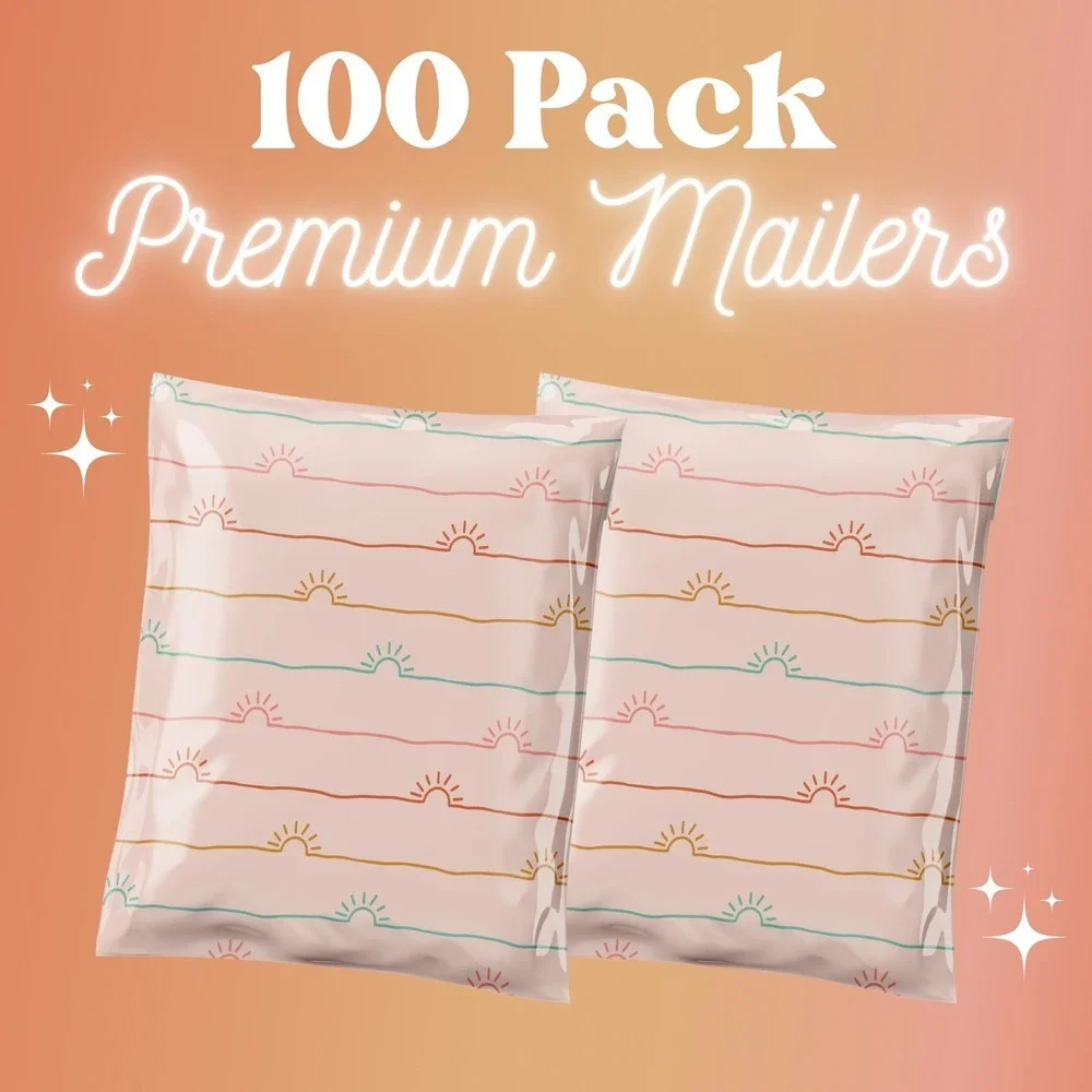 Pink Sunshines Poly Mailers 10x13 Inch‎ 100 Pack Shipping Supplies Hippie